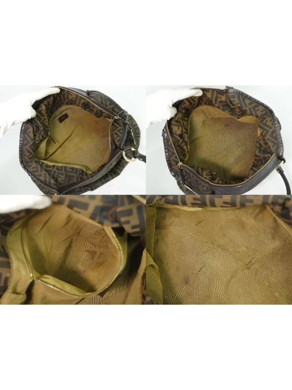 Fendi Zucca Shoulder Bag Canvas Brown